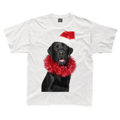 Christmas Black Labrador with Santa Hat Childrens Kids T-Shirt 11-12
