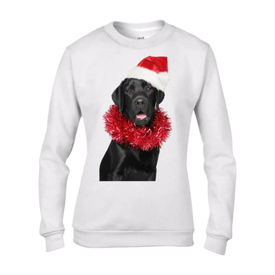 Christmas Black Labrador with Santa Hat Women's Sweatshirt Jumper S