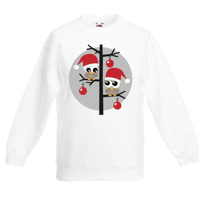 Christmas Owls with Santa Hats Childrens Kids Sweatshirt Jumper 14-15