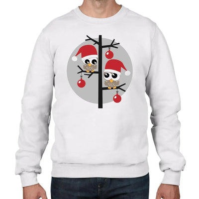 Christmas Owls with Santa Hats Mens Sweatshirt Jumper XXL