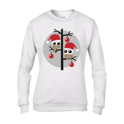Christmas Owls with Santa Hats Womens Sweatshirt Jumper XL