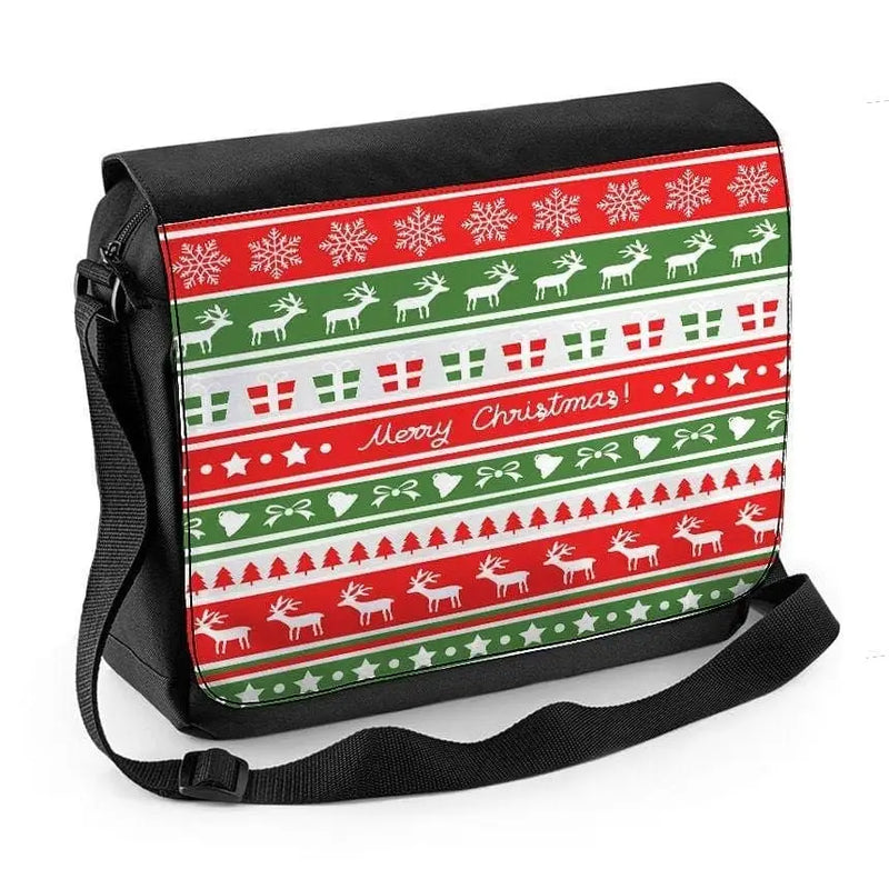 Christmas Reindeer Pattern Laptop Messenger Bag
