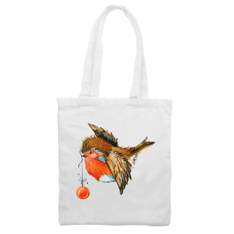 Christmas Robin With Bauble Cute Shoulder Shopping Bag