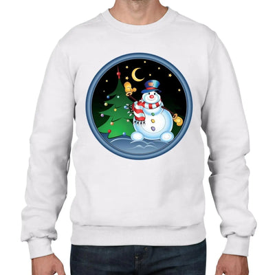 Christmas Snowman and Tree Men's Jumper \ Sweater L