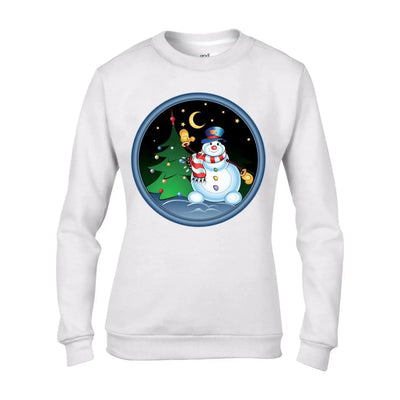 Christmas Snowman and Tree Women's Jumper \ Sweater M