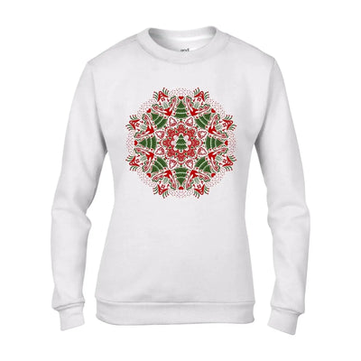 Christmas Tree Mandala Women's Sweatshirt Jumper XL / White