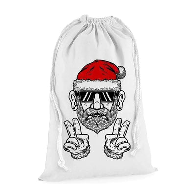 Cool Hipster Santa Christmas Presents Stocking Drawstring Sack