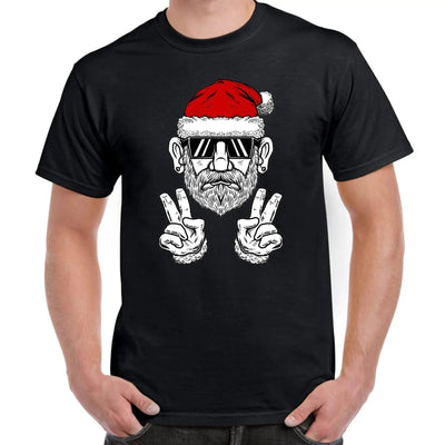 Cool Hipster Santa Hat Christmas Men's T-Shirt S / Black