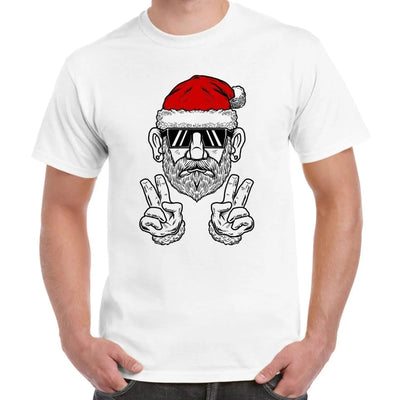 Cool Hipster Santa Hat Christmas Men's T-Shirt S / White