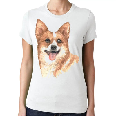 Corgi Portrait Cute Dog Lovers Gift Womens T-Shirt