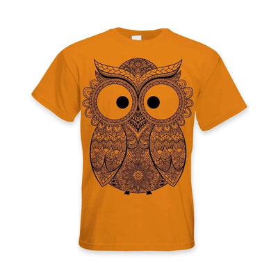 Cross Eyed Owl Large Print Men's T-Shirt XXL / Orange