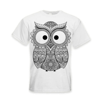 Cross Eyed Owl Large Print Men's T-Shirt XXL / White