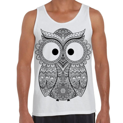 Cross Eyed Owl Large Print Men's Vest Tank Top S / White