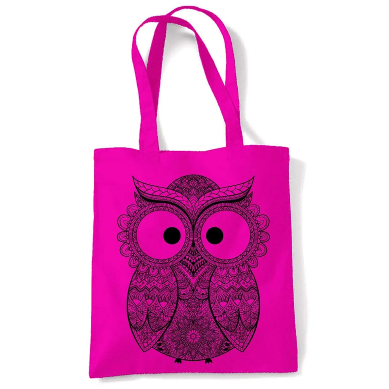 Cross Eyed Owl Large Print Tote Shoulder Shopping Bag