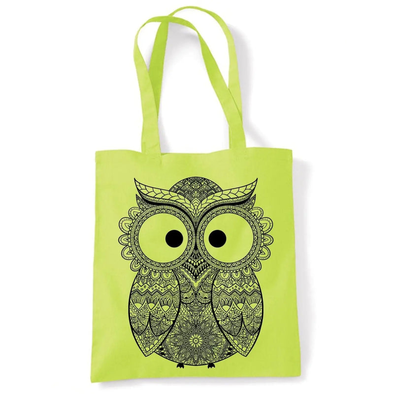 Cross Eyed Owl Large Print Tote Shoulder Shopping Bag
