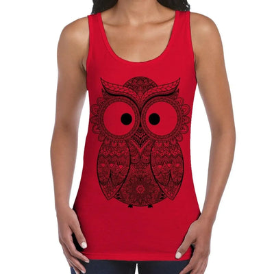 Cross Eyed Owl Large Print Women's Vest Tank Top M / Red