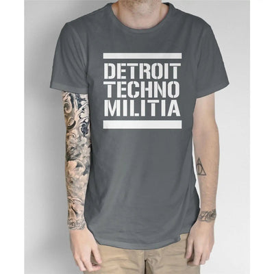 Detroit Techno Militia T-Shirt - EDM Underground Resistance House Music L / Charcoal