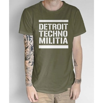 Detroit Techno Militia T-Shirt - EDM Underground Resistance House Music L / Khaki