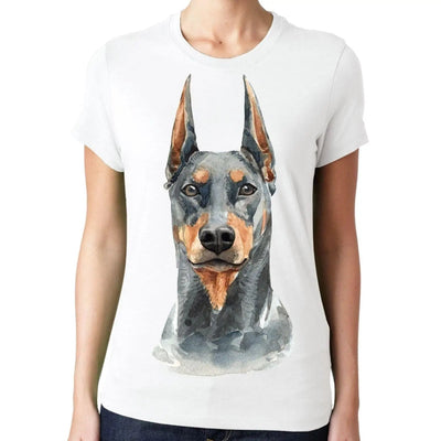 Doberman Pinscher Portrait Cute Dog Lovers Gift Womens T-Shirt