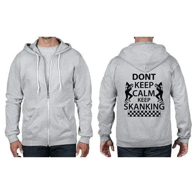 Don't Keep Calm Keep Skanking Ska Full Zip Hoodie XXL / Light Grey