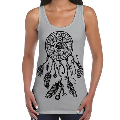Dreamcatcher Native American Hipster Large Print Women's Vest Tank Top M / Light Grey