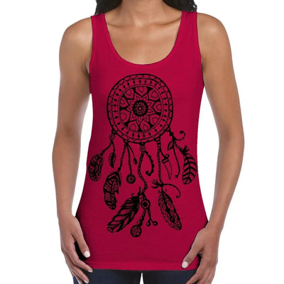 Dreamcatcher Native American Hipster Large Print Women's Vest Tank Top M / Red