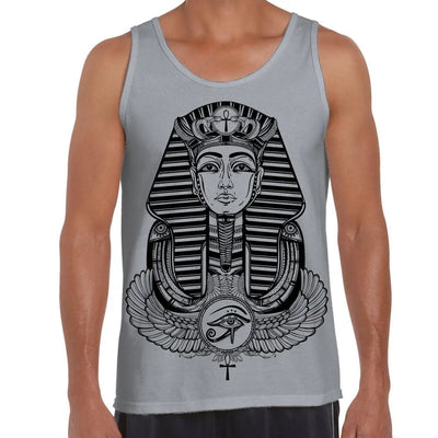 Egyptian Pharoah With Winged Ankh Symbol Large Print Men's Vest Tank Top XXL / Light Grey