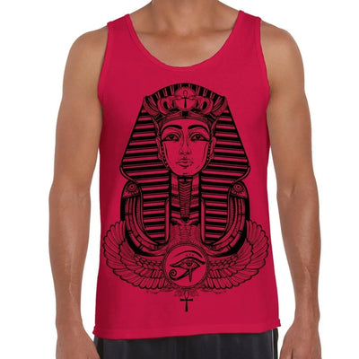 Egyptian Pharoah With Winged Ankh Symbol Large Print Men's Vest Tank Top XXL / Red