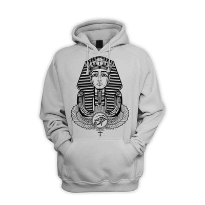 Egyptian Pharoah With Winged Ankh Symbol Men's Pouch Pocket Hoodie Hooded Sweatshirt M / Light Grey