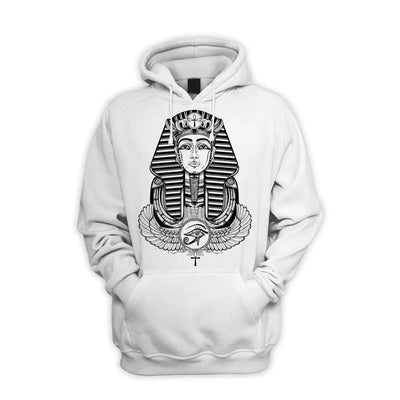 Egyptian Pharoah With Winged Ankh Symbol Men's Pouch Pocket Hoodie Hooded Sweatshirt M / White