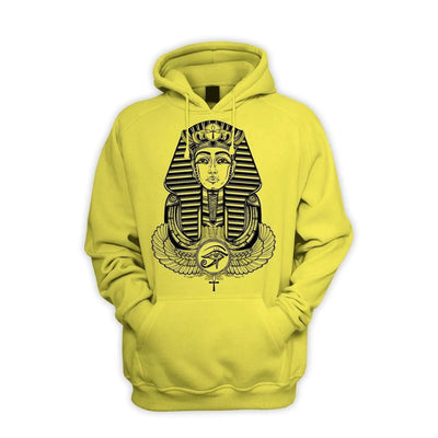 Egyptian Pharoah With Winged Ankh Symbol Men's Pouch Pocket Hoodie Hooded Sweatshirt M / Yellow