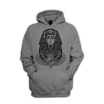 Egyptian Pharoah With Winged Ankh Symbol Men's Pouch Pocket Hoodie Hooded Sweatshirt M / Charcoal Grey