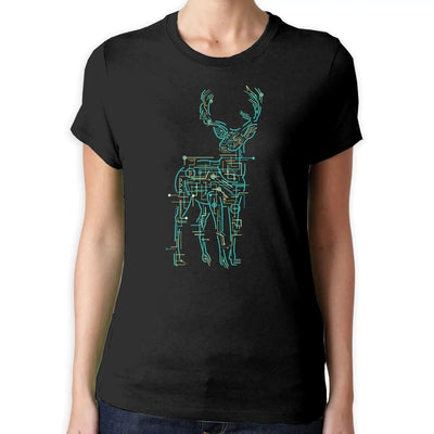 Electric Deer Stag Hipster Women's T-Shirt L