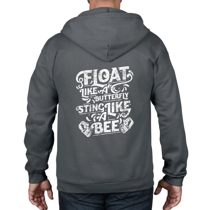 Float Like A Butterfly Sting Like A Bee Boxing Full Zip Hoodie S / Charcoal