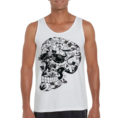 Flower Skull Large Print Men's Vest Tank Top XL