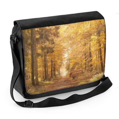 Forest Path in Autumn Laptop Messenger Bag