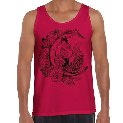 Fox With Crescent Moon Hipster Tattoo Large Print Men's Vest Tank Top Large / Red