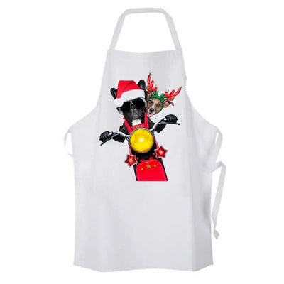 French Bulldog and Jack Russell Terrier Santa Claus Style Father Christmas Chef's Kitchen Apron