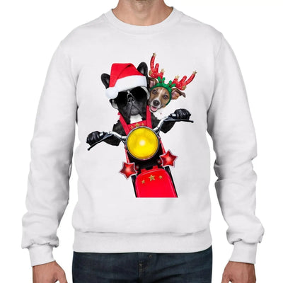 French Bulldog and Jack Russell Terrier Santa Claus Style Father Christmas Men's Sweater \ Jumper M