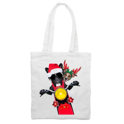 French Bulldog and Jack Russell Terrier Santa Claus Style Father Christmas Shoulder Shopping Bag