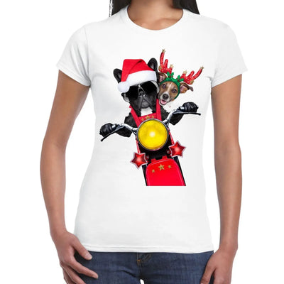 French Bulldog and Jack Russell Terrier Santa Claus Style Father Christmas Women's T-Shirt XL