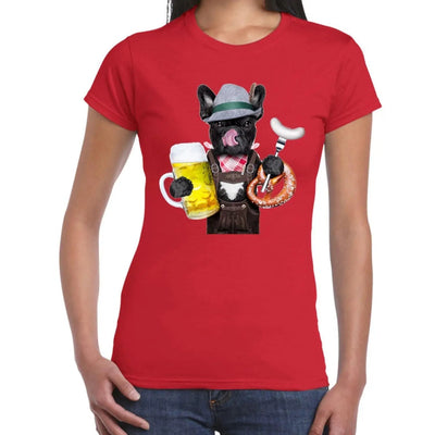 French Bulldog Bavarian Beer Style Women's T-Shirt XL / Red