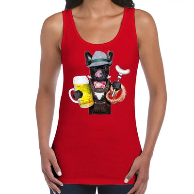 French Bulldog Bavarian Beer Style Women's Tank Vest Top L / Red