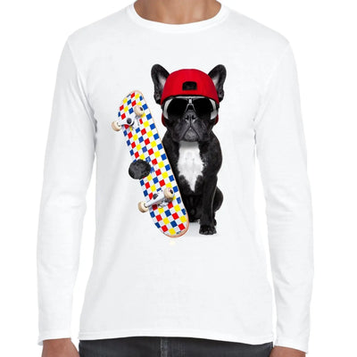 French Bulldog Skateboarder Funny Men's Long Sleeve T-Shirt L