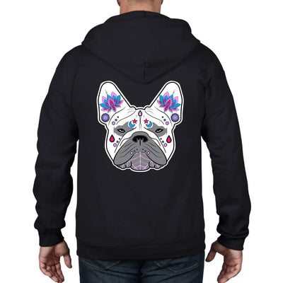 French Bulldog Sugar Skull Full Zip Hooded Sweatshirt Hoodie XL