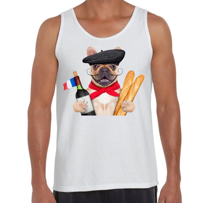 French Bulldog With Wine and Baguette Men's Tank Vest Top S