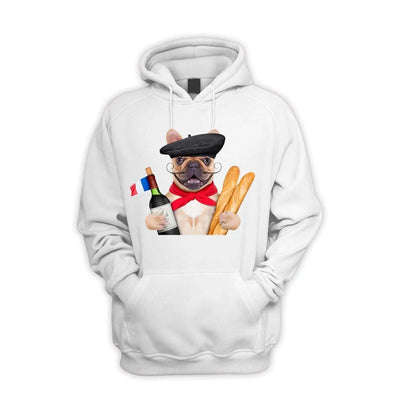 French Bulldog With Wine and Baguette Pouch Pocket Hoodie M