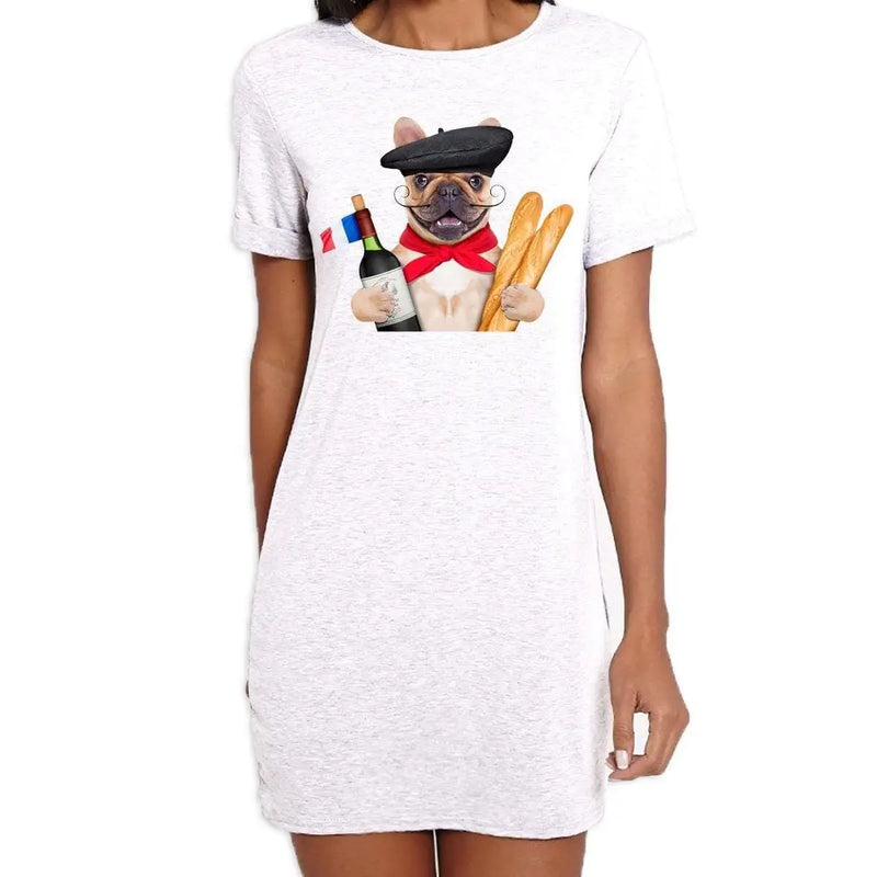 French Bulldog With Wine and Baguette Women&