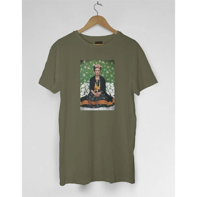 Frida Kahlo Flowers Mens T Shirt - Modern Art Hipster Vintage M / Khaki