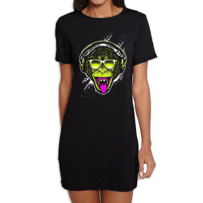 Funky Monkey DJ Women's T-Shirt Dress L